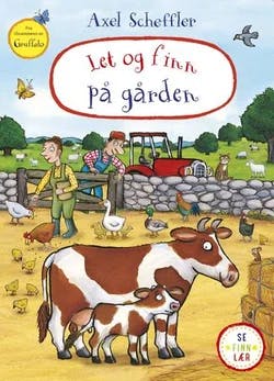 Omslag: "Let og finn på gården : se, finn, lær" av Axel Scheffler
